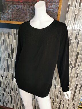 Talbots Cable Knit Sweater Womens 2XL Black Heavyweight Long Sleeve Blend 0253